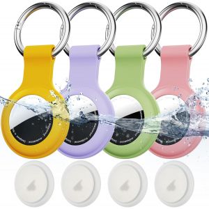 VornixorSarlshop-Lot de 4 Porte-&eacute;tiquettes en Silicone IPX8 &eacute;tanches et Ultra durables pour Apple Airtag Coque de Protection Airtags avec Porte-cl&eacute;s pour Bagages,Chat,Chien,Animaux domestiques - Neuf