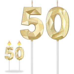 Mevronisshop-Bougie 50 Ans Anniversaire Homme Et Femme,Bougies Num&eacute;ro 50,3d Bougie Chiffres 50,Bougies D&eacute;coration De Pour Anniversaire Mariage C&eacute;r&eacute;monies - Neuf