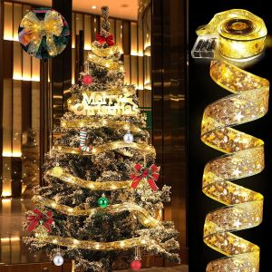 KAL-10 M 100 Led Lumières De Ruban De Sapin De Noël,Guirlandes Lumineuses À Ruban Brillant,Ruban Sapin Noël Led,Lumières De Ruban De Noël,Arc En Dentelle Diy Décor Sapin Vacances Intérieur Extérieur - Neuf