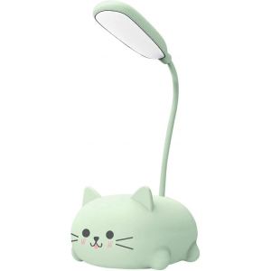 Lampe de bureau pour enfants,Lampe de table LED chat mignon avec bras flexible,Lampe de table rechargeable USB L Vert - Neuf