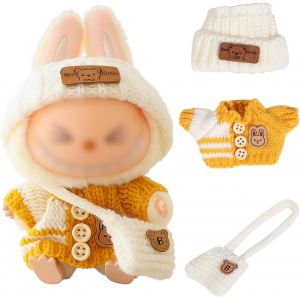Vêtements pour Poupées en Peluche 3 Pièes Ensemble de Vêtements pour Poupée Accessoires pour Vêtements Mini Clothes Set for Doll Jouets en Peluche Vêtements Accessoires Convient Aux Poupées de 17 Cm - Neuf