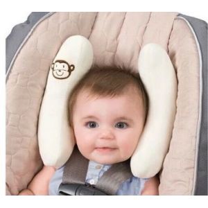 Coussin De Siège Auto Blanc Pour Bébé, Joli Appui-Tête Réglable Et Souple, Protège-Tête Et Cou - Neuf