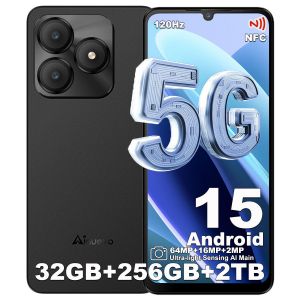 Neo S25 Pro 5G T&eacute;l&eacute;phone Portable Android 15 Smartphone 32Go+256Go/2To 6,75" 120 Hz 5280mAh 64MP vid&eacute;o 4K NFC Double SIM GPS - Noir - Neuf