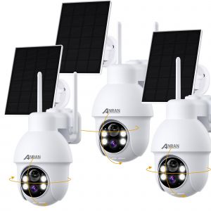 Cam&eacute;ra de Surveillance WIFI Exterieure 3MP sans Fil Solaire, Alarme Sonore, Audio Bidirectionnel, D&eacute;tection de Mouvement PIR, Vision Nocturne Color&eacute;e de 30m, Compatible Alexa, ANRAN Q03 Blanc - Neuf