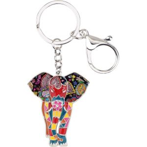 Kal-Emaille El&eacute;phant Porte-Cl&eacute;s Cute El&eacute;phant Porte-Cl&eacute;s Pour Les Femme Filles Sac Accessoires De Voiture - Neuf