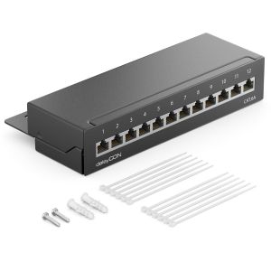 Cat6A Panneau De Brassage 12 Ports Bureau & Montage Mural - Blind&eacute; - Prise 12X Rj45 - Tia568A Tia568B - Noir - Neuf
