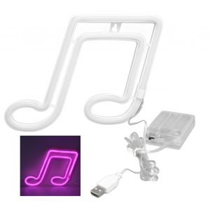 HJLIAN Lampe LED neon en forme de note de musique, veilleuse, lampe murale de concert, lampe murale de fete, lampe neon rose - Neuf