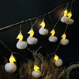 Kal-Jolies Guirlandes Lumineuses En Forme De Cygne Blanc,Cygne Décoratif Fée Lampe Alimenté Par Batterie Pour Fête, Noël, Halloween, Mariage (1.65m/10led, Cygne Blanc) - Neuf