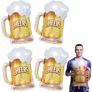 Sjzg-4 Ballons &Agrave; Bi&egrave;re, Ballons G&eacute;ants En Aluminium, Ballon G&eacute;ant En Aluminium Pour Verre &Agrave; Bi&egrave;re, Pour Anniversaires D'enfants,Soir&eacute;es Sur Le Th&egrave;me De La Bi&egrave;re Et Festivals - Neuf