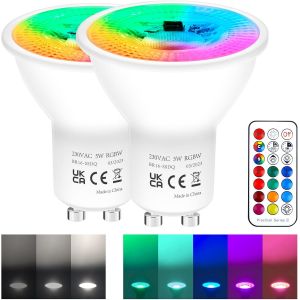 Kal-Ampoule Rgb Gu10 Led Couleur, 5w Équivalent 50w 450lm, Blanc Froid Led Gu10 Dimmable, Ampoule Gu10 Telecommande, Spot Lot De 2 - Neuf