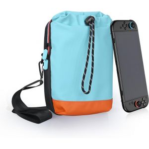 Eryi-Sac À Bandoulière De Voyage Pour Nintendo Switch 2 Sacoche Sling Avec Poche Frontale À Cordon Pour Joy-Con, Console Et Accessoires U2013 Housse De Transport Compacte Gaming U2013 Bleu/Orange - Neuf