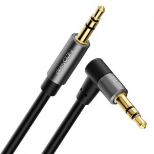 1m Câble Jack Audio Stéréo AUX-Câble Jack 3,5 mm-Fiche Audio Coudée-Fiche en Métal-pour Téléphone Portable,Smartphone,Tablette,Casque,Récepteur HiFi (Extra fin et Flexible) - Neuf