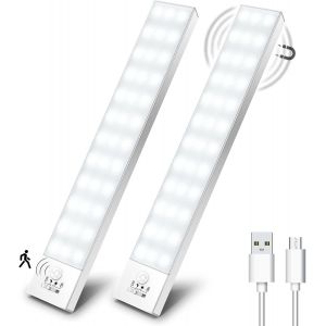 Lampe D'armoire 36 Leds,Rechargeable Usb Sans Fil Led Lampe De Placard À Détecteur De Mouvement,Éclairage À Led Étude De Cuisine Veilleuse Escalier Couloir (2 Pack) - Neuf
