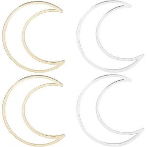 Lot De 10 Anneaux De Lune En Laiton Plaqu&eacute; Or 18 Carats Pour La Cr&eacute;ation De Boucles D'oreilles, Colliers Et Bracelets. Ces Anneaux, Breloques Et Connecteurs Sont Parfaits Pour La R&eacute;alisation De Bijo - Neuf