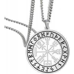 Tianyi-Collier Viking Vegvisir Pour Homme - Collier Celtique Viking Runes Nordiques Odin Boussole En Acier Inoxydable - Amulette Creuse - Bijoux Pa&iuml;enne - Cadeau Pour Homme Et Femme - Neuf