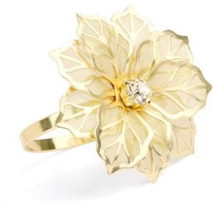(Or) 12 Pièces en Alliage de ronds de Serviette avec des Creux de la Fleur Serviette Titulaires pour la Fête de Mariage de Vacances Banquet de Dîner de Noël Délicat Serviette Boucles F - Neuf