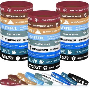 Kal-Bracelets Inspirants Vers Bibliques En Silicone, Bracelet En Caoutchouc Motivant J&eacute;sus Bible Religieux Bracelet En Caoutchouc Bracelet En Caoutchouc Pour Hommes Femmes Cadeaux Chr&eacute;tiens - Neuf