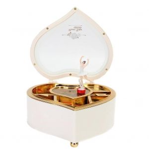 Musique Bo&icirc;te &Agrave; Bijoux Coeur Forme Dansante Ballerine Cadeau Pour Filles Saint Valentin Blanc - Neuf