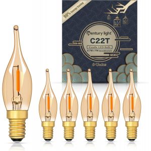 Lot De 6 Ampoules Led Basse Puissance E14 Ses En Forme De Flamme, C22tg Vintage Chandelier Veilleuse, 0,7w Équivalent À 7w Ultra Chaudes 2200k Pour Lampe De Sel Et Lustres, Lampes [Amp743668] - Neuf