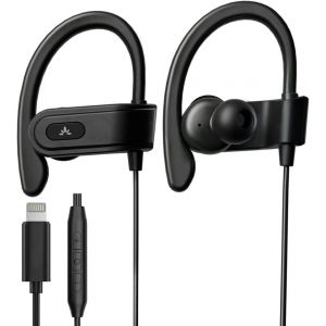 E171 - Auriculaires Sport Avec Micro Et Télécommande, Ecouteurs Filaires De Running À Crochet D'Oreille Kompatibel Casque Audio Pour La Gym - Neuf