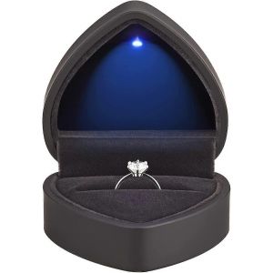Bo&icirc;te-Cadeau De Bague En Forme De Coeur Avec Lumi&egrave;re Led,Bo&icirc;te &Agrave; Bijoux En Velours Pour Boucles D'oreilles Avec Lumi&egrave;re,Bo&icirc;te D'affichage De Bijoux Pour Mariage,Fian&ccedil;ailles,Proposition,Anniversaire - Neuf
