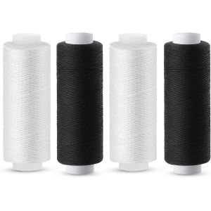 Chenquansarl-Lot De 4 Fils &Agrave; Coudre En Polyester Pour Machine &Agrave; Coudre, Couture &Agrave; La Main, Broderie - Noir Et Blanc - 200 M - Neuf