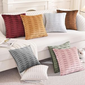 Cauc-Housse Coussin 60x60, Lot De 2 Housse De Coussin Velours Pour Canap&eacute;, Super Doux Resistant, Avec Fermeture &Eacute;clair Invisible, Pour Salon Chambre D&eacute;coration D'int&eacute;rieur, Oatmeal - Neuf