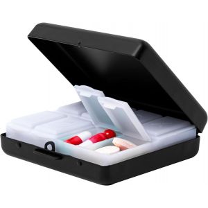 Tianyi-Élégante Boîte À Pilules De Voyage En Métal - Pour Un Usage Quotidien (Rectangulaire 8 Intervalles, Black) - Neuf