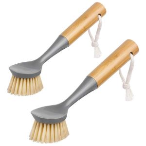 Paquet de 2 brosse &agrave; pot en bambou brosse de cuisine &agrave; l'huile antiadh&eacute;sive - Neuf
