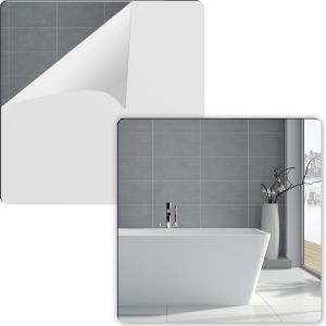 2 Pi&egrave;ces Miroirs Muraux Auto adh&eacute;sifs, Carreaux de Miroir 20 x 20 cm Amovible Autocollant Acryliques D&eacute;coratif pour D&eacute;coration de la Maison, Salle de Bain, Chambre - Neuf
