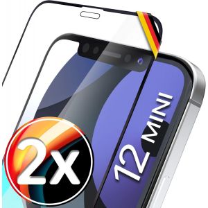 2x film de protection d'&eacute;cran en verre 3D pour iPhone 12 Mini (5.4") &iquest; Pose parfaite gr&acirc;ce au cadre &iquest; Film de protection d'&eacute;cran en verre 9H - Neuf