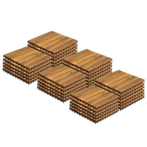 33x Dalles de terrasse en bois d'acacia pour 30 x 30 cm Jardin ext&eacute;rieur sol ext&eacute;rieur<br/>d&eacute;coupe possible - Neuf