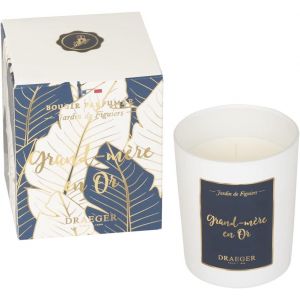 Bougie Cadeau blanche Parfum&eacute;e Jardin de figuiers ""Grand-m&egrave;re en Or"" - Id&eacute;e Cadeau Maman, Grand-m&egrave;re, Anniversaire, No&euml;l, F&ecirc;te des M&egrave;res - 100% Cire V&eacute;g&eacute;tale - 40h de combustion - Neuf