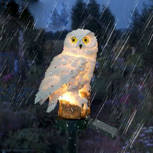 Lampe Solaire Led Blanche En Forme De Hibou Pour Jardin, Décoration D'extérieur, Batterie En Résine, Pour Pelouse, Allée, Cour - Neuf
