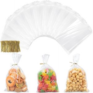 400 Pi&egrave;ces Sachet Transparent Avec Cravates,25 X 15 Cm Sachet Transparent Bonbon Confiserie,Sac Bonbon Cadeau Opp Sachets Confiserie Pour Anniversaires Des Enfants - Neuf