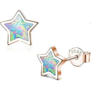 1 Paire De Boucles D'oreilles Hypoallerg&eacute;niques En Argent Sterling 925 Opale &Eacute;toile Boucles D'oreilles Cadeaux Pour Les Femmes Petites Boucles D'oreilles Mignonnes Bijoux Minimalistes Pour Les Oreille - Neuf