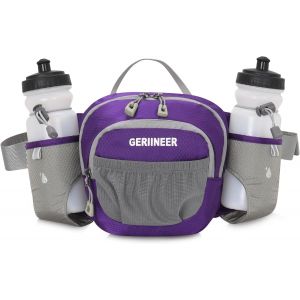 SJZG-Sac Banane Avec Porte Bouteille Homme Femme Ville De S&eacute;curit&eacute; Pour Voyage Ou Outdoor Sport, Sacoche Banane De Sport Ceinture De Course (Violet) - Neuf