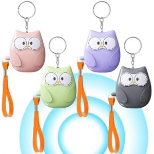 Lot de 4 alarmes de poche pour femmes : 130 dB d'autod&eacute;fense avec &eacute;clairage LED et porte-cl&eacute;s, alarme personnelle pour femmes, enfants, personnes &acirc;g&eacute;es - Neuf