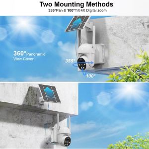 KALANKA-Cam&eacute;ra s&eacute;cu ext sans Fil 3MP, Cam&eacute;ra Solaire WiFi 2,4G, alim. Solaire + Batterie 10000mAh, Vision Nocturne Couleur, IP66, Stockage Local & Protection Vie priv&eacute;e, notifs par app - Neuf