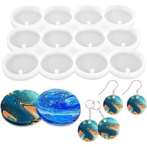 Moule Silicone Resine Epoxy, Rond Moule Resine Epoxy, Moule Silicone R&eacute;sine, Outils De Coul&eacute;e De R&eacute;sine, Moule De Bricolage De Silicone, Pour Pendentif Bracelet, Travaux Manuels, Porte-Cl&eacute;s - Neuf