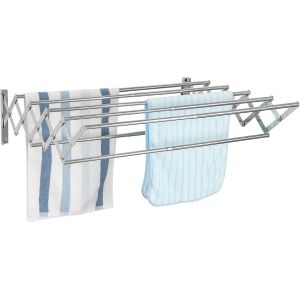 KGABERY-Étendoir À Linge Mural Extensible En Acier Inoxydable Pliable Et Rétractable De Grande Capacité 42-80 Cm,7 Barres Pour Salle De Bain,Balcon,Argent - Neuf