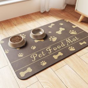 Tapis De Gamelle Pour Chien Et Chat-Absorbant-Antidérapant-Pour Chat Et Chien-Marron-40 X 60 Cm - Neuf