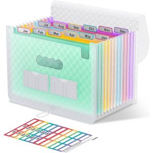 ERYI-Trieur A4, 12 Compartiments Trieur Document, Rangement Papier Administratif, Range Document Avec Intercalaire, Support De Rangement Pour Bureau Avec Couvercle, Format A4/Lettre - Vert - Neuf