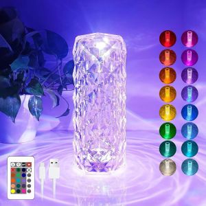 Lampe Cristal À Led Avec 16 Couleurs,4 Modes Usb Lampe En Cristal Avec Télécommande,Lampe De Table En Cristal,Lampe Nuit Tactile,Lampe De Chevet Led Rgb,Lumière D'ambiance Rechargeable Pour Chambre - Neuf