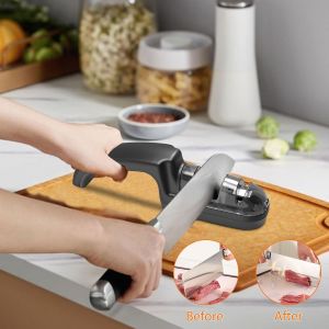 3-En-1 Showervener,Aiguisseurs De Couteaux Multi-Fonctionnalités Avec Une Poignée Ergonomique De Base Antidérapante Pour Le Chef De Cuisine Ciseaux De Couteau Dentelé - Neuf