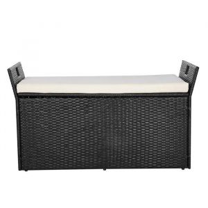 Banc De Rangement Ext&eacute;rieur En Rotin Synth&eacute;tique Avec Coffre De Jardin 340 L-Duoku-Si&egrave;ge De Terrasse Avec Coussin - Neuf