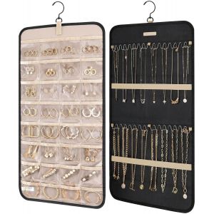 De Stockage De Rouler Avec Le Cintre Crochets En Métal Double Face De Bijoux Support Pour Boucles D'oreilles, Des Colliers, Des Bagues Sur Placard, Mur, Porte, Petit, Noir - Neuf
