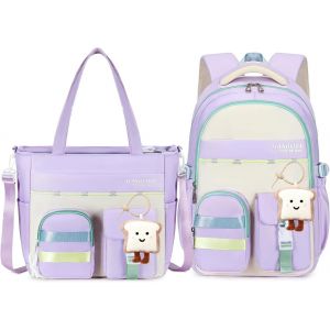 CHECARZHN--NO1-Ensemble De Sac Ecole Fille, Cartable Primaire Avec Sac À Bandoulière Pour Étudiants De 8 À 14 Ans, Sac Scolaire College Renforcé Pour Adolescentes Filles - Neuf
