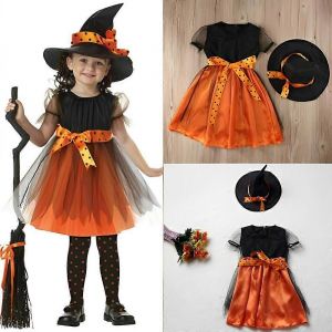 Déguisements Halloween Cosplay Sorcière Costume Cadeaux Ensemble De Vêtements Robe Sorcière Robe Sorcière Tenue Accessoires De Fête Chapeau Bébé - Neuf