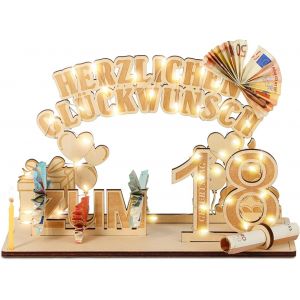 Jgd-Cadeau Original En Bois Pour 18e Anniversaire - Avec Guirlande Lumineuse Led - Cadeau Pour 18e Anniversaire Fille Gar&ccedil;on - D&eacute;coration D'anniversaire - Neuf